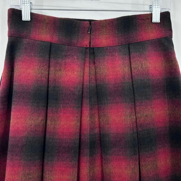 Free People High-Waist Pleated Plaid Mini Skirt Red Black Grunge Womens Size 4 - Picture 9 of 12